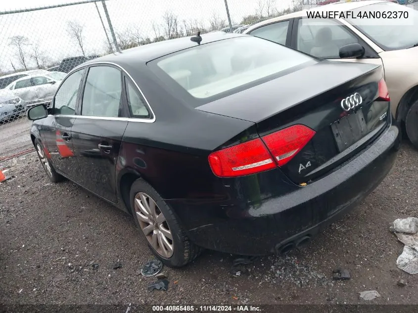 2010 Audi A4 2.0T Premium VIN: WAUEFAFL4AN062370 Lot: 40865485