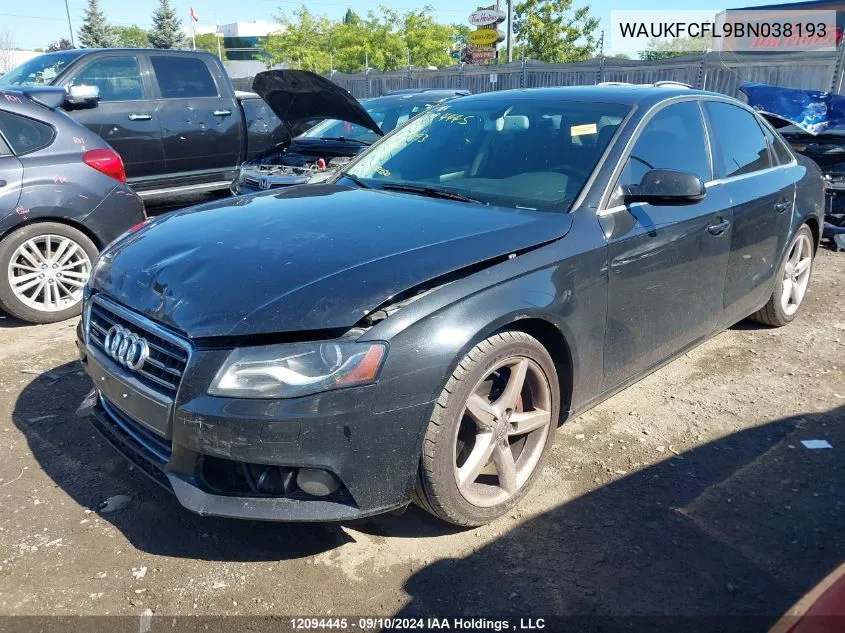 2011 Audi A4 VIN: WAUKFCFL9BN038193 Lot: 12094445