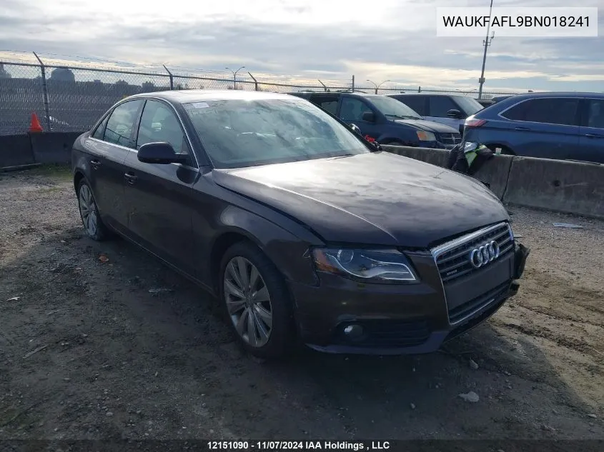 2011 Audi A4 Prestige VIN: WAUKFAFL9BN018241 Lot: 12151090