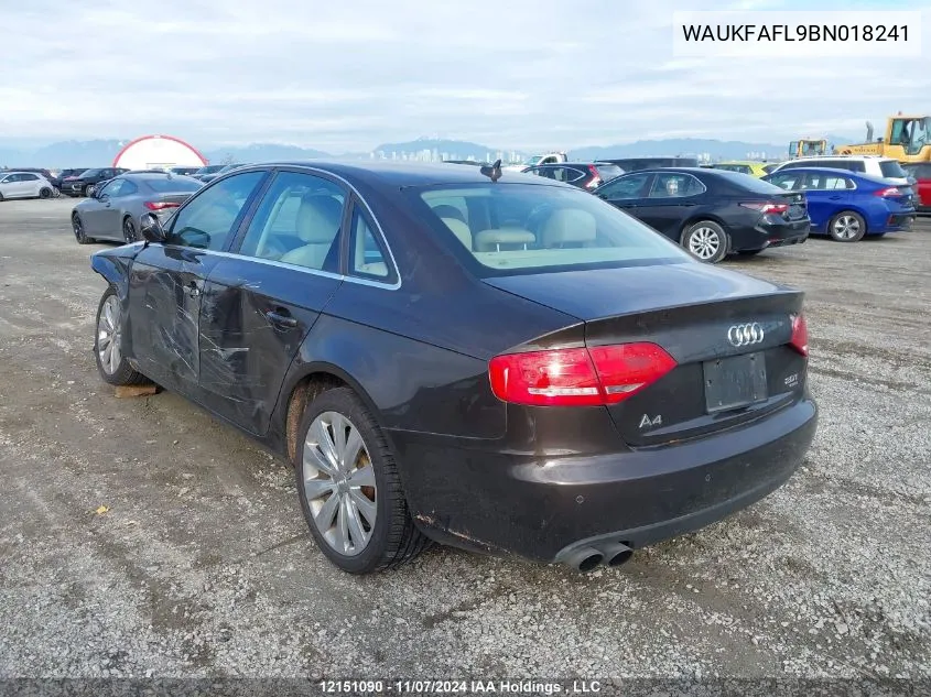 2011 Audi A4 Prestige VIN: WAUKFAFL9BN018241 Lot: 12151090