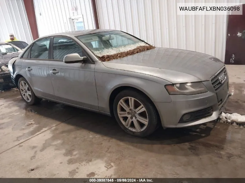 WAUBFAFLXBN036098 2011 Audi A4 2.0T Premium