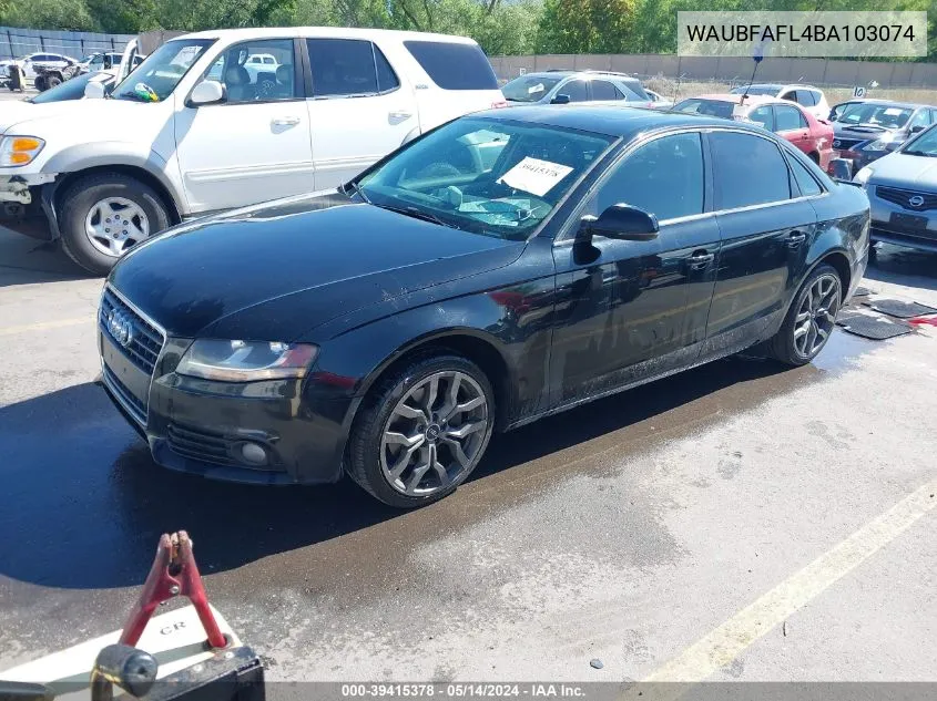 2011 Audi A4 2.0T Premium VIN: WAUBFAFL4BA103074 Lot: 39415378