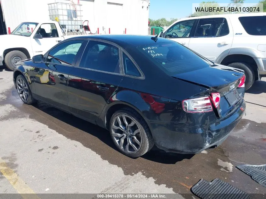 WAUBFAFL4BA103074 2011 Audi A4 2.0T Premium