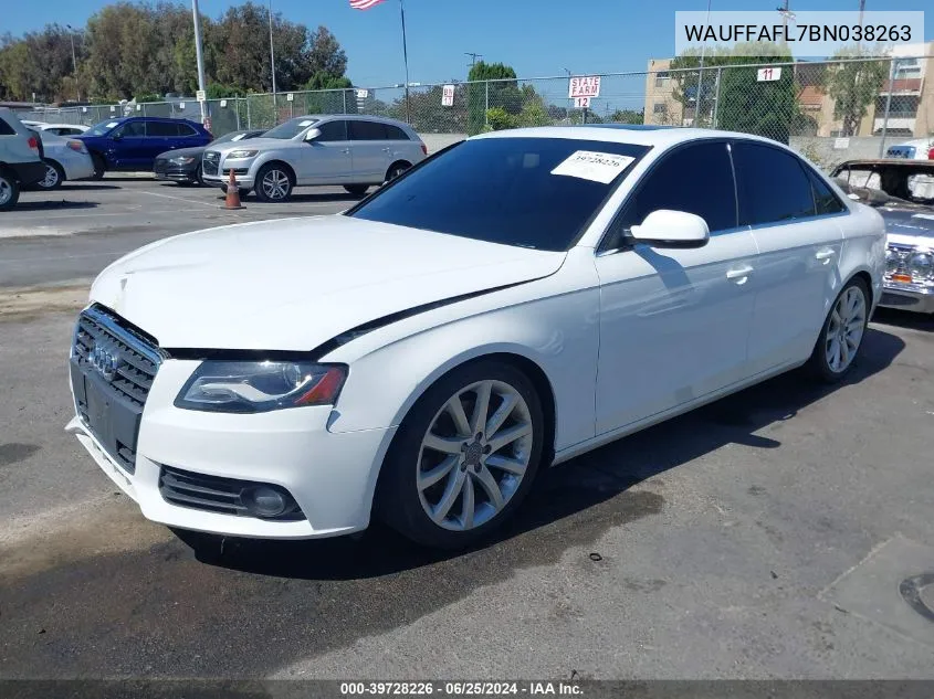 WAUFFAFL7BN038263 2011 Audi A4 2.0T Premium