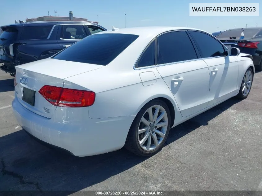 2011 Audi A4 2.0T Premium VIN: WAUFFAFL7BN038263 Lot: 39728226