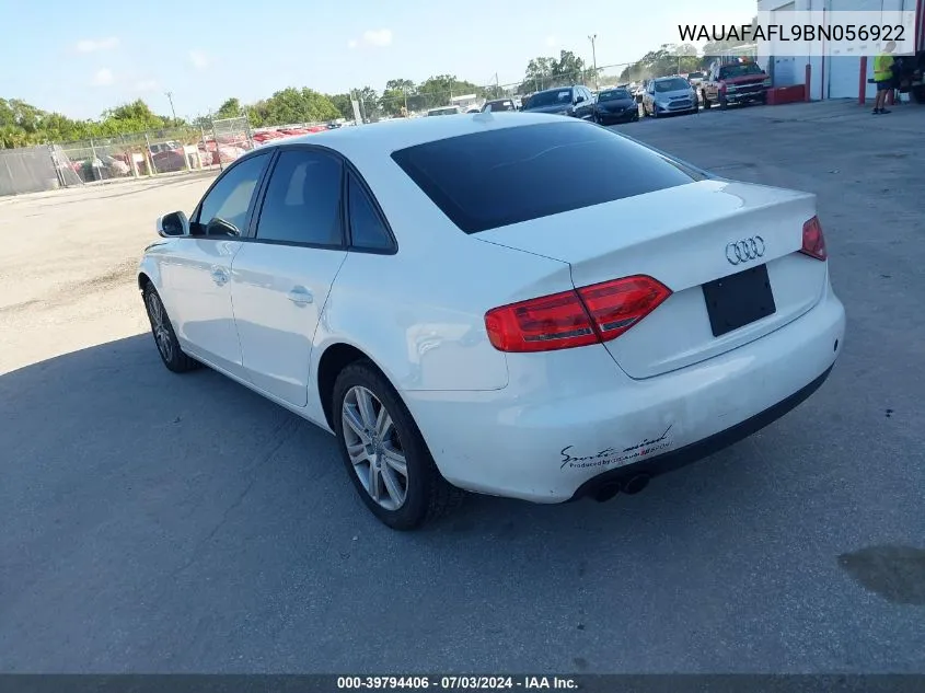 2011 Audi A4 2.0T Premium VIN: WAUAFAFL9BN056922 Lot: 39794406