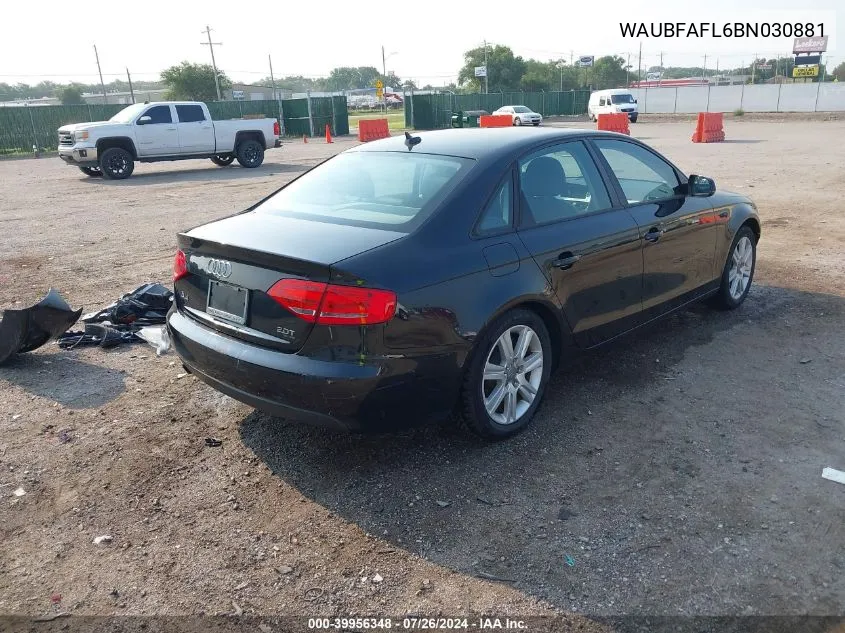 2011 Audi A4 2.0T Premium VIN: WAUBFAFL6BN030881 Lot: 39956348