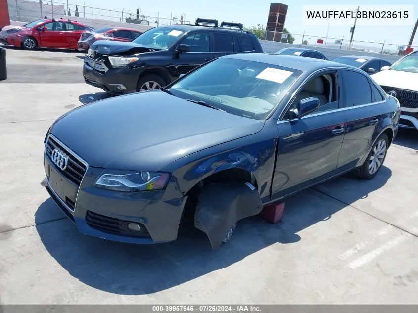 2011 Audi A4 2.0T Premium VIN: WAUFFAFL3BN023615 Lot: 39957946