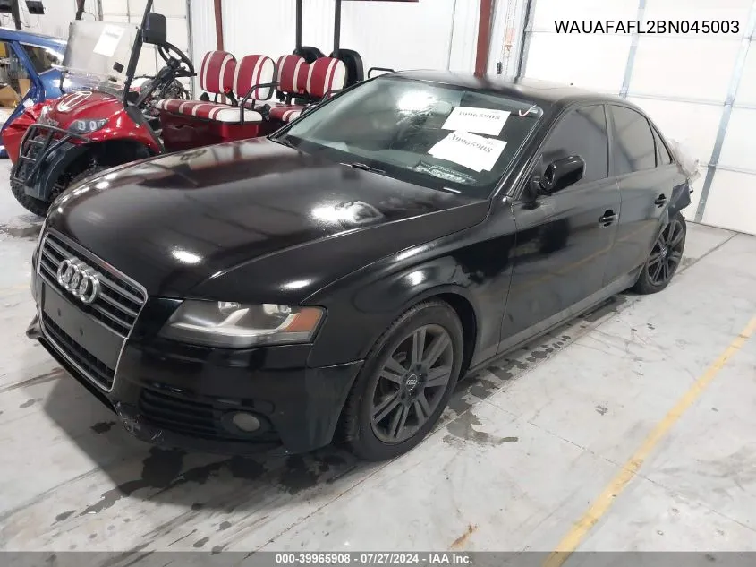 2011 Audi A4 2.0T Premium VIN: WAUAFAFL2BN045003 Lot: 39965908