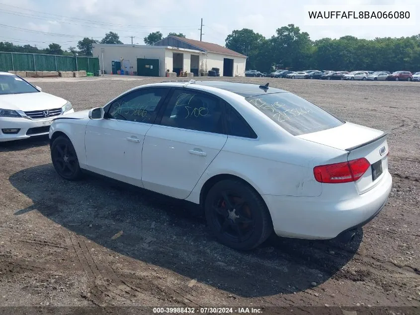 2011 Audi A4 2.0T Premium VIN: WAUFFAFL8BA066080 Lot: 39988432