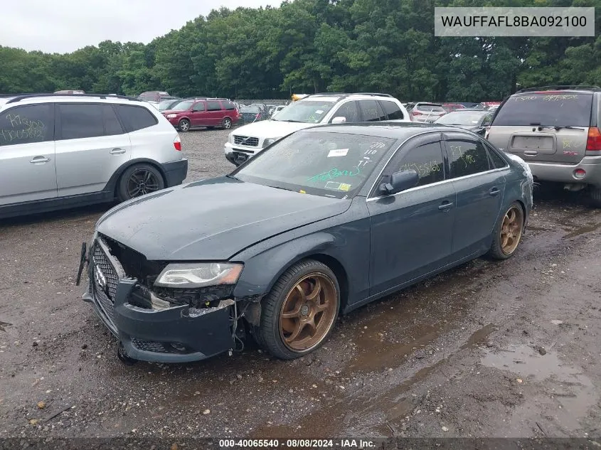 2011 Audi A4 2.0T Premium VIN: WAUFFAFL8BA092100 Lot: 40065540