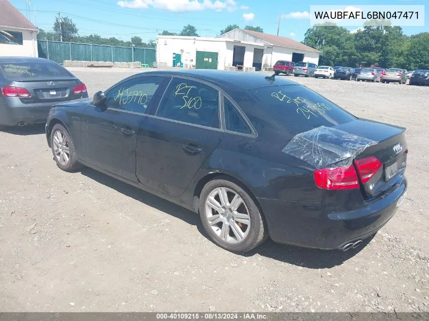 WAUBFAFL6BN047471 2011 Audi A4 2.0T Premium