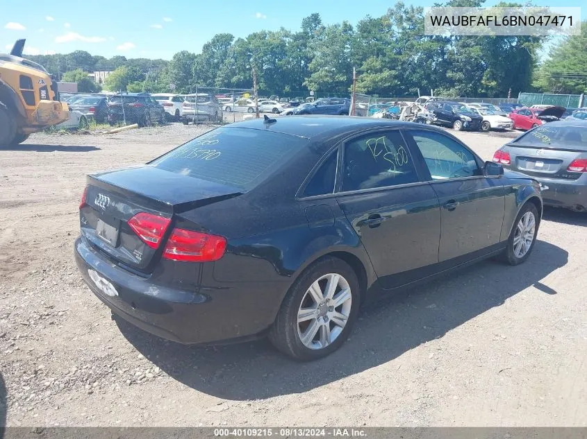 2011 Audi A4 2.0T Premium VIN: WAUBFAFL6BN047471 Lot: 40109215