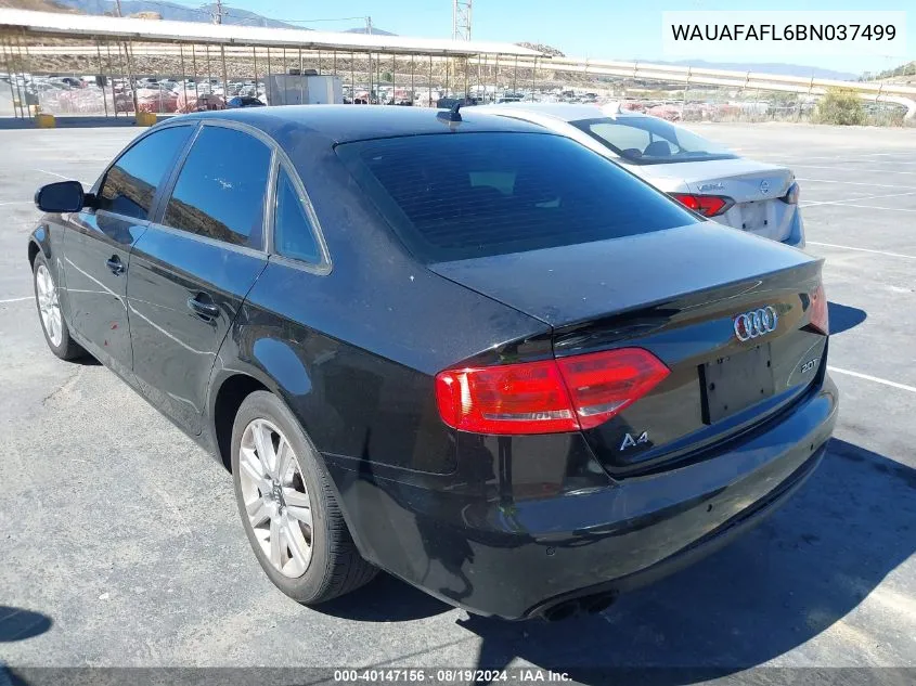 2011 Audi A4 2.0T Premium VIN: WAUAFAFL6BN037499 Lot: 40147156