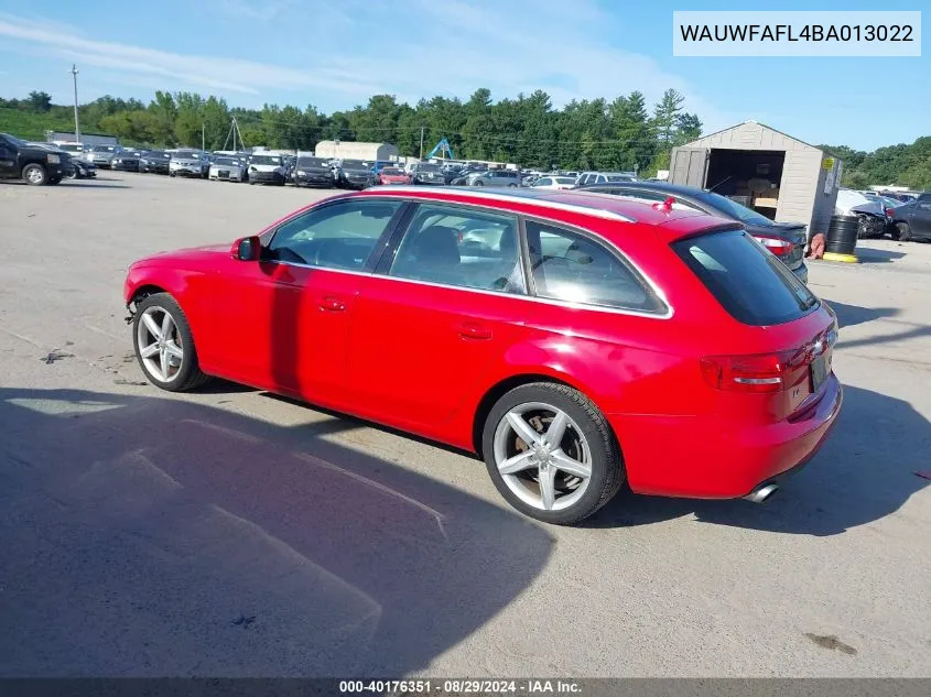 2011 Audi A4 2.0T Premium VIN: WAUWFAFL4BA013022 Lot: 40176351