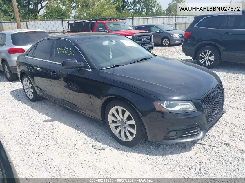 WAUHFAFL8BN027572 2011 Audi A4 2.0T Premium