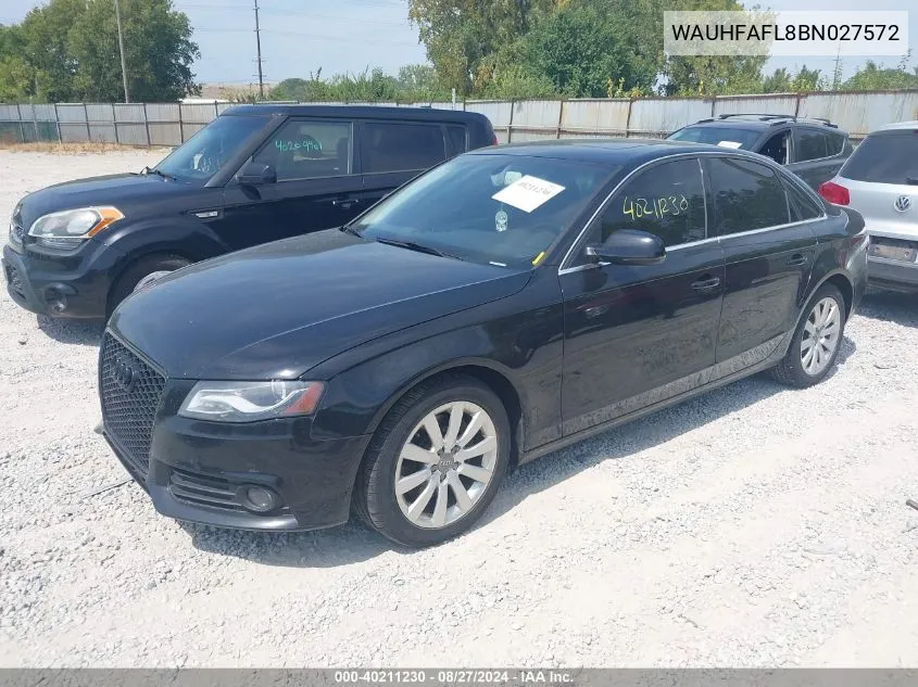 2011 Audi A4 2.0T Premium VIN: WAUHFAFL8BN027572 Lot: 40211230