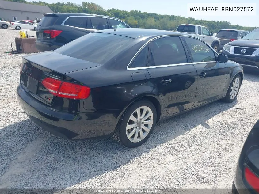 WAUHFAFL8BN027572 2011 Audi A4 2.0T Premium