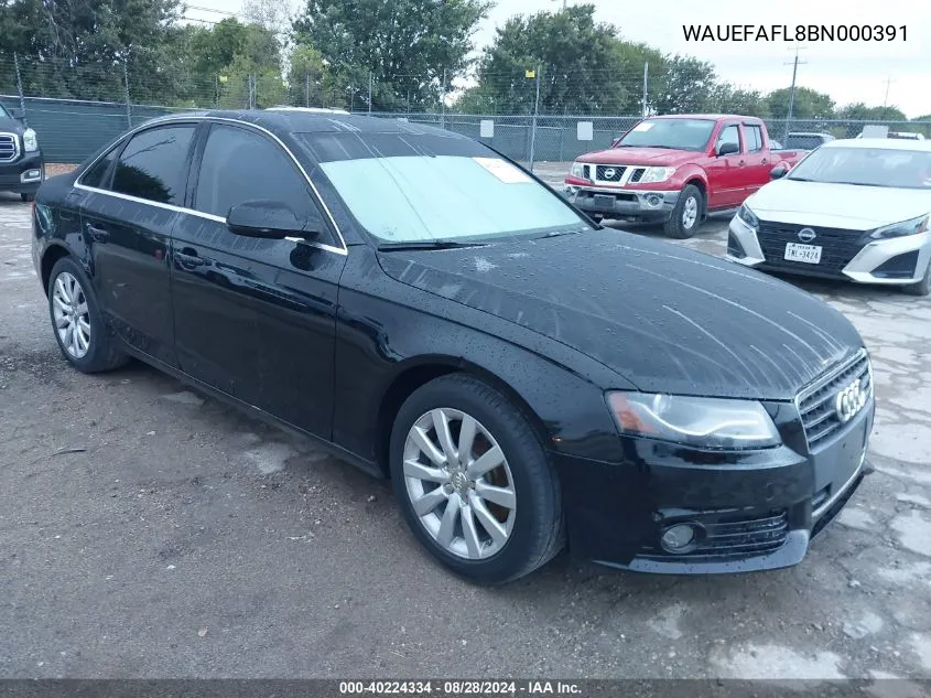 2011 Audi A4 2.0T Premium VIN: WAUEFAFL8BN000391 Lot: 40224334