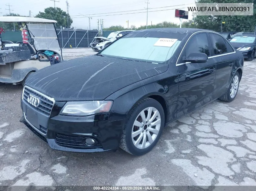 2011 Audi A4 2.0T Premium VIN: WAUEFAFL8BN000391 Lot: 40224334