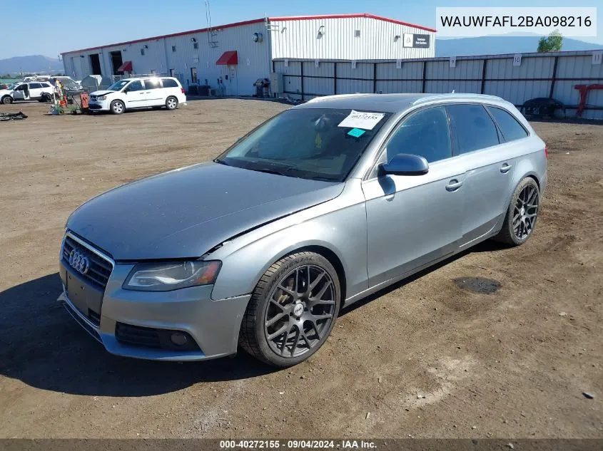 WAUWFAFL2BA098216 2011 Audi A4 2.0T Premium