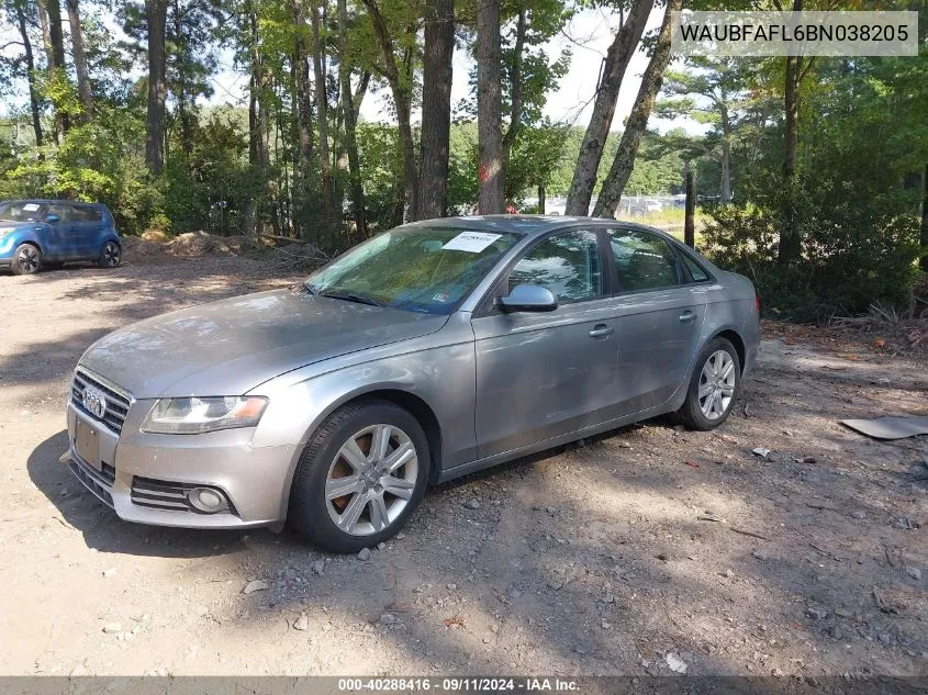 2011 Audi A4 2.0T Premium VIN: WAUBFAFL6BN038205 Lot: 40288416