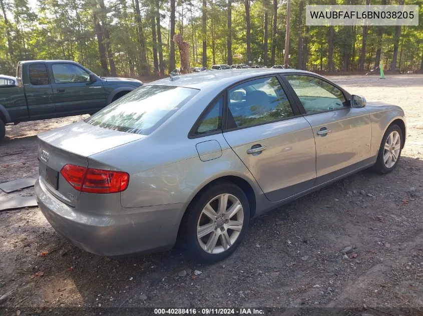 WAUBFAFL6BN038205 2011 Audi A4 2.0T Premium