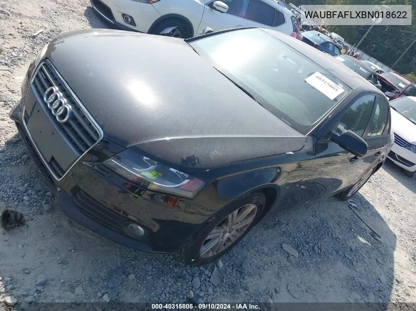 2011 Audi A4 2.0T Premium VIN: WAUBFAFLXBN018622 Lot: 40315805