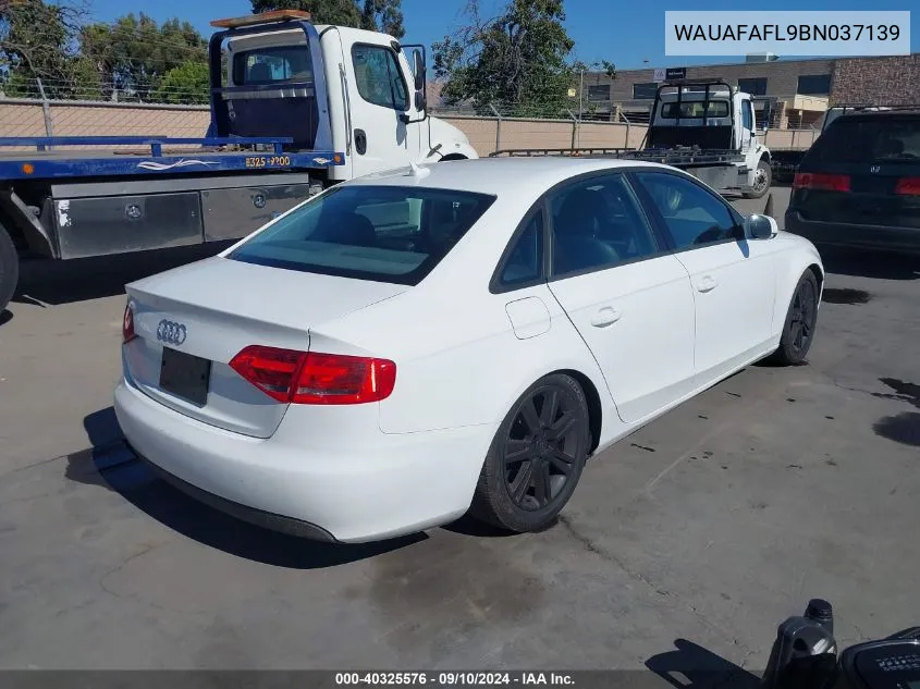 2011 Audi A4 2.0T Premium VIN: WAUAFAFL9BN037139 Lot: 40325576