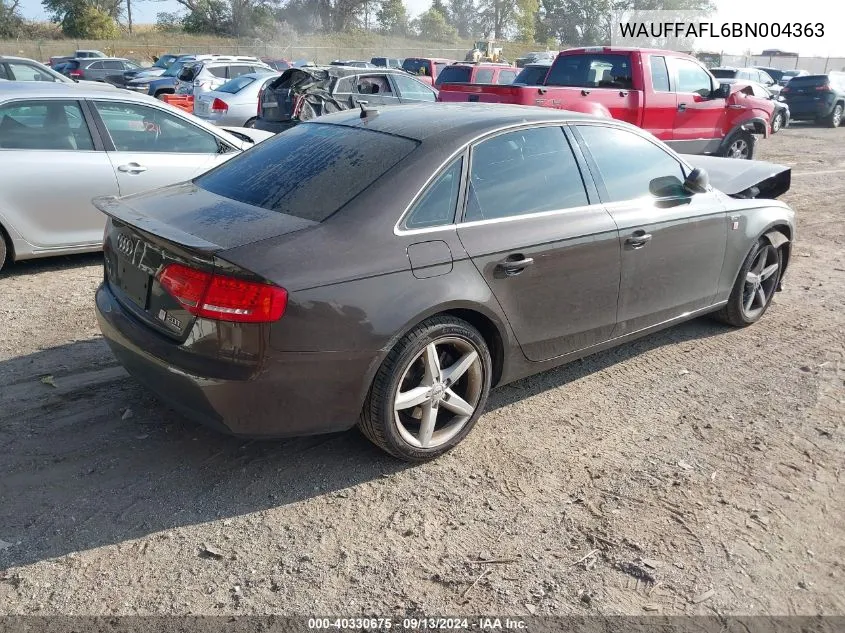 2011 Audi A4 Premium Plus VIN: WAUFFAFL6BN004363 Lot: 40330675