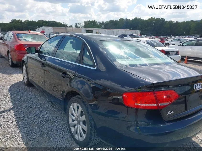 WAUEFAFL5BN045837 2011 Audi A4 2.0T Premium