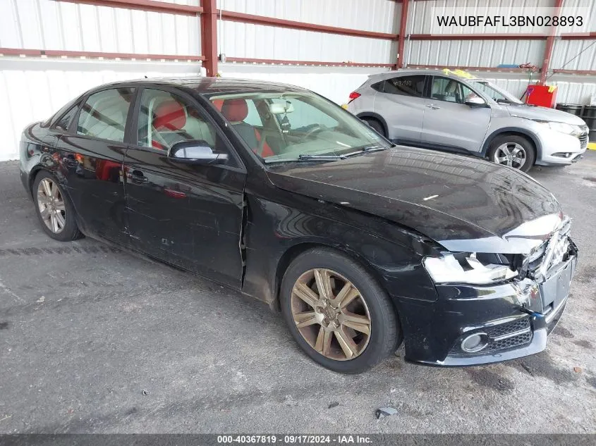 WAUBFAFL3BN028893 2011 Audi A4 2.0T Premium