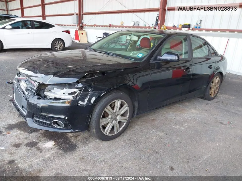 WAUBFAFL3BN028893 2011 Audi A4 2.0T Premium