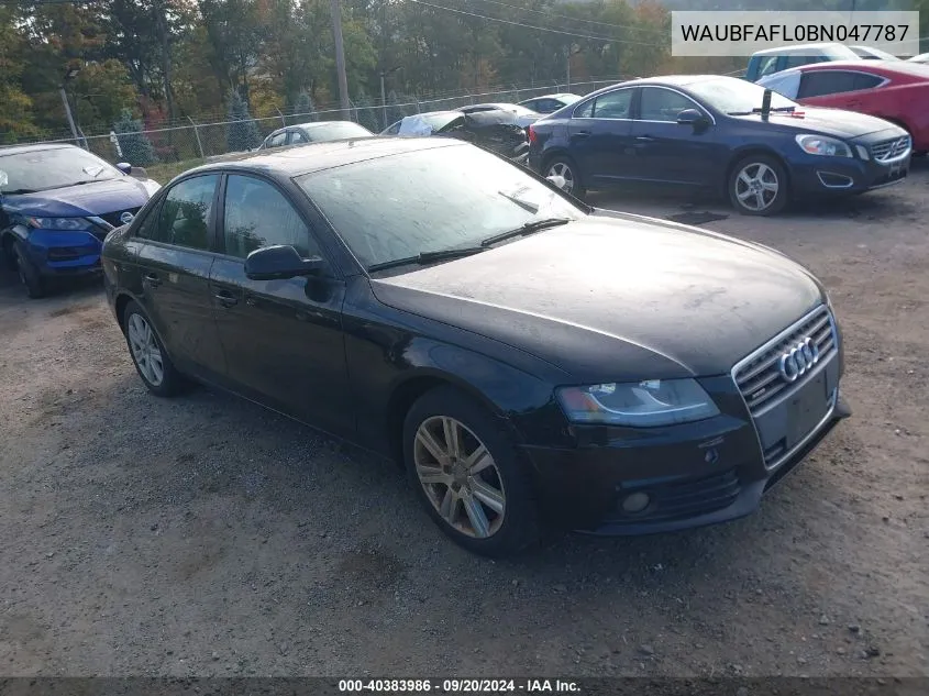 2011 Audi A4 2.0T Premium VIN: WAUBFAFL0BN047787 Lot: 40383986