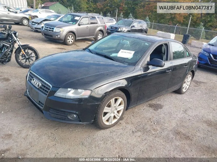 2011 Audi A4 2.0T Premium VIN: WAUBFAFL0BN047787 Lot: 40383986