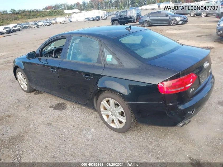 WAUBFAFL0BN047787 2011 Audi A4 2.0T Premium