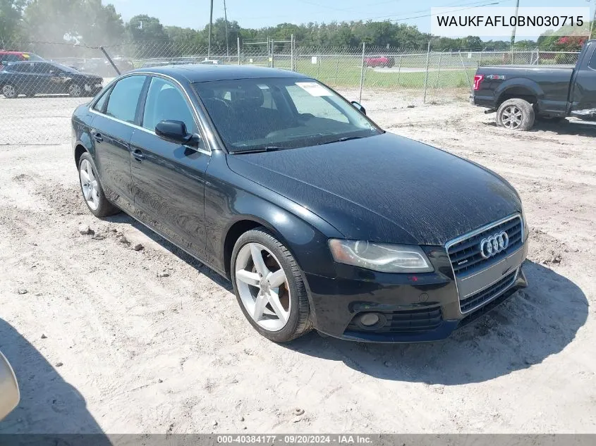 WAUKFAFL0BN030715 2011 Audi A4 2.0T Premium