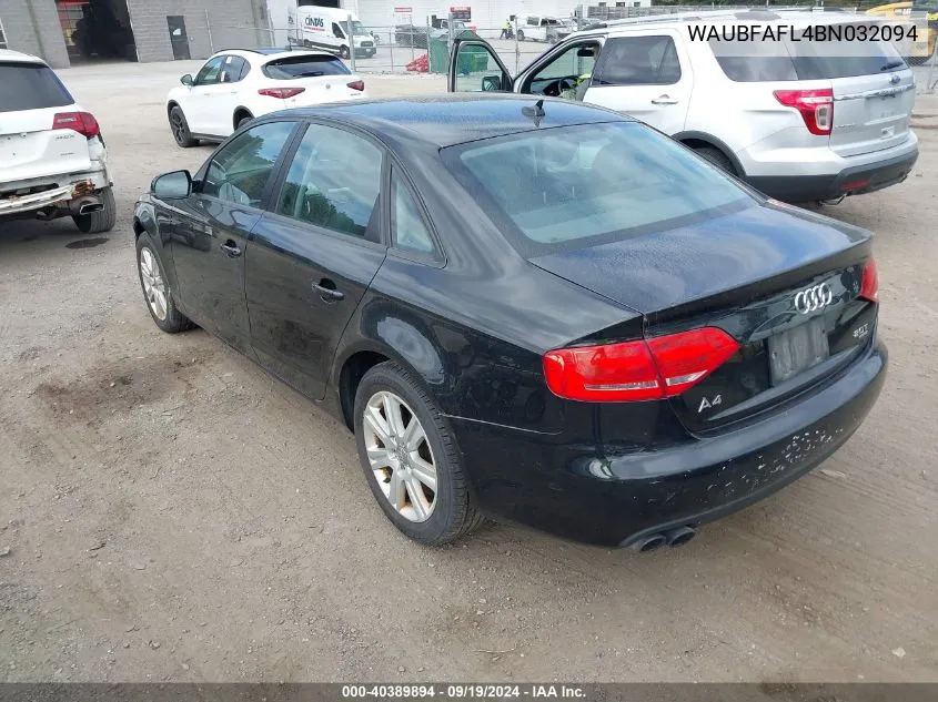 WAUBFAFL4BN032094 2011 Audi A4 2.0T Premium