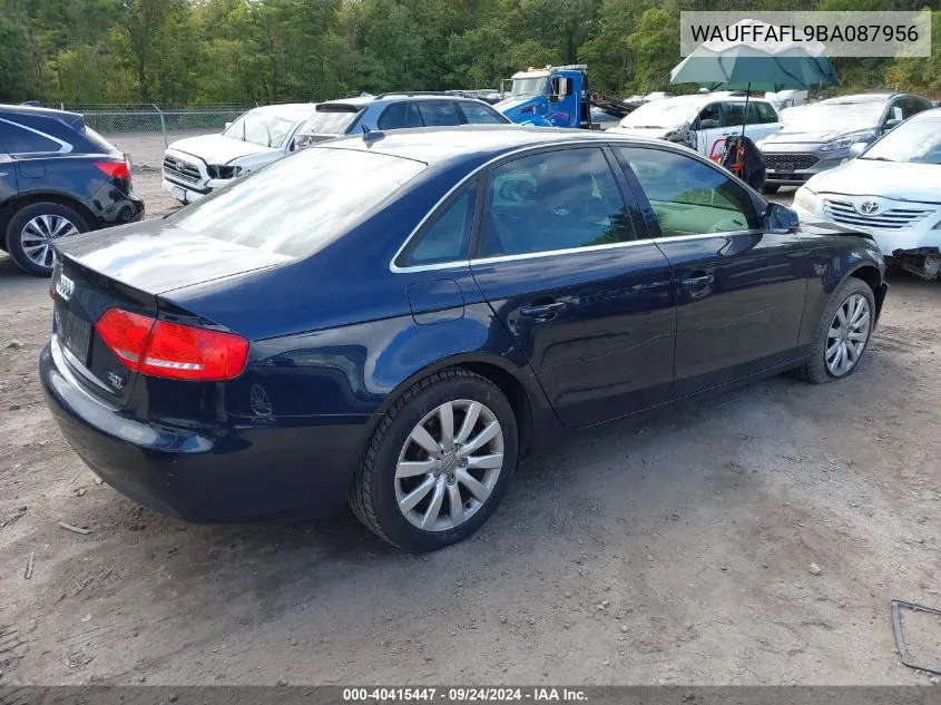 2011 Audi A4 Premium Plus VIN: WAUFFAFL9BA087956 Lot: 40415447