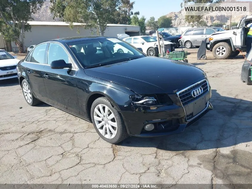 2011 Audi A4 2.0T Premium VIN: WAUEFAFL0BN001518 Lot: 40453650