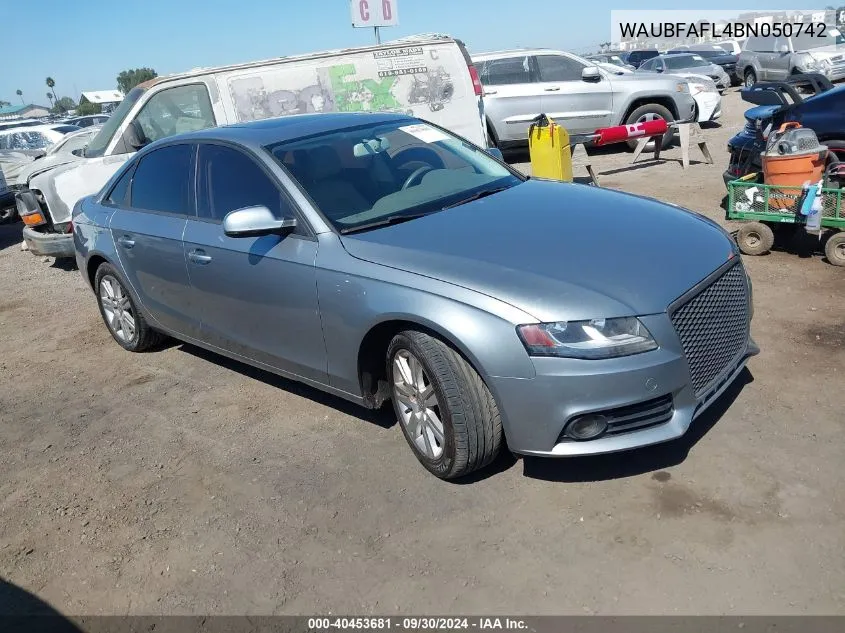 2011 Audi A4 2.0T Premium VIN: WAUBFAFL4BN050742 Lot: 40453681