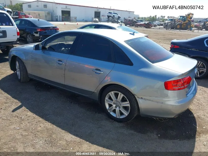 2011 Audi A4 2.0T Premium VIN: WAUBFAFL4BN050742 Lot: 40453681