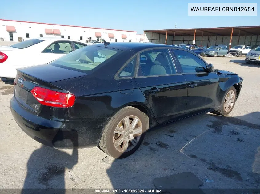 WAUBFAFL0BN042654 2011 Audi A4 2.0T Premium