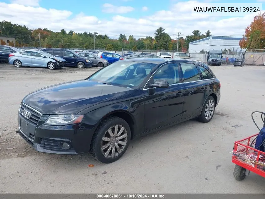 2011 Audi A4 2.0T Premium VIN: WAUWFAFL5BA139924 Lot: 40578851