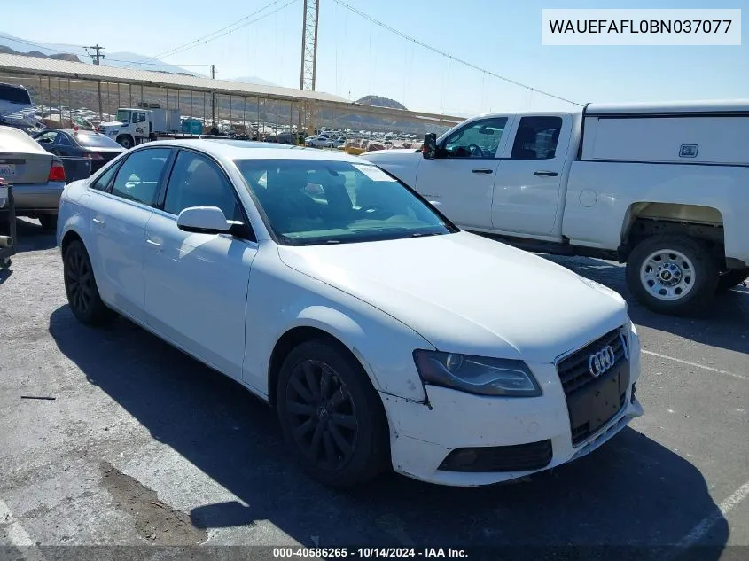 2011 Audi A4 2.0T Premium VIN: WAUEFAFL0BN037077 Lot: 40586265