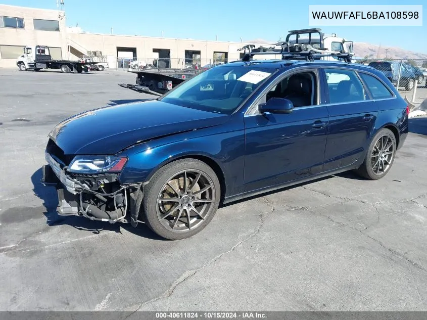 2011 Audi A4 2.0T Premium VIN: WAUWFAFL6BA108598 Lot: 40611824