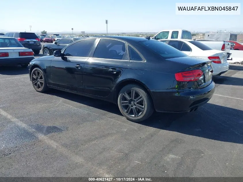 2011 Audi A4 2.0T Premium VIN: WAUAFAFLXBN045847 Lot: 40621427