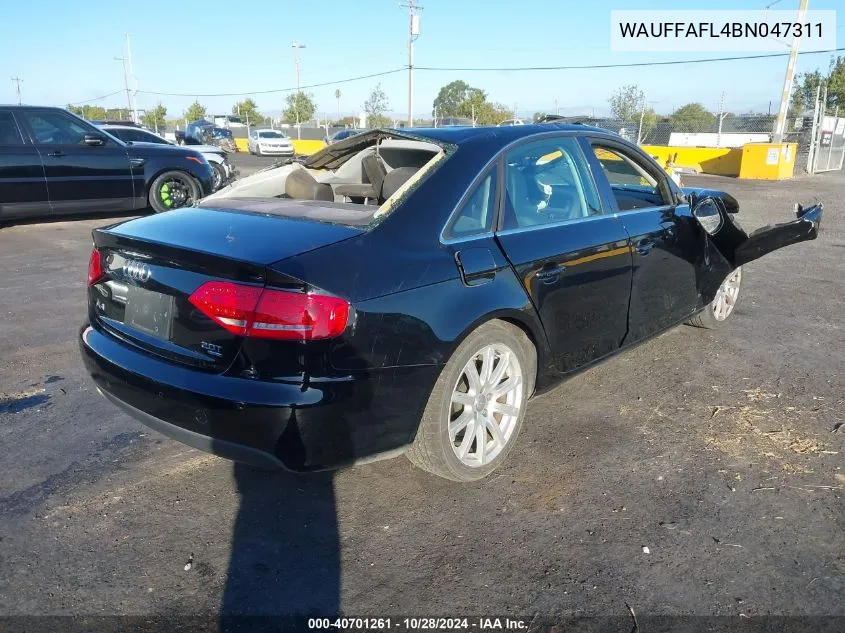 2011 Audi A4 2.0T Premium VIN: WAUFFAFL4BN047311 Lot: 40701261