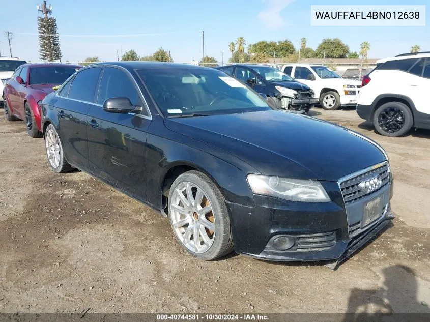 2011 Audi A4 2.0T Premium VIN: WAUFFAFL4BN012638 Lot: 40744581