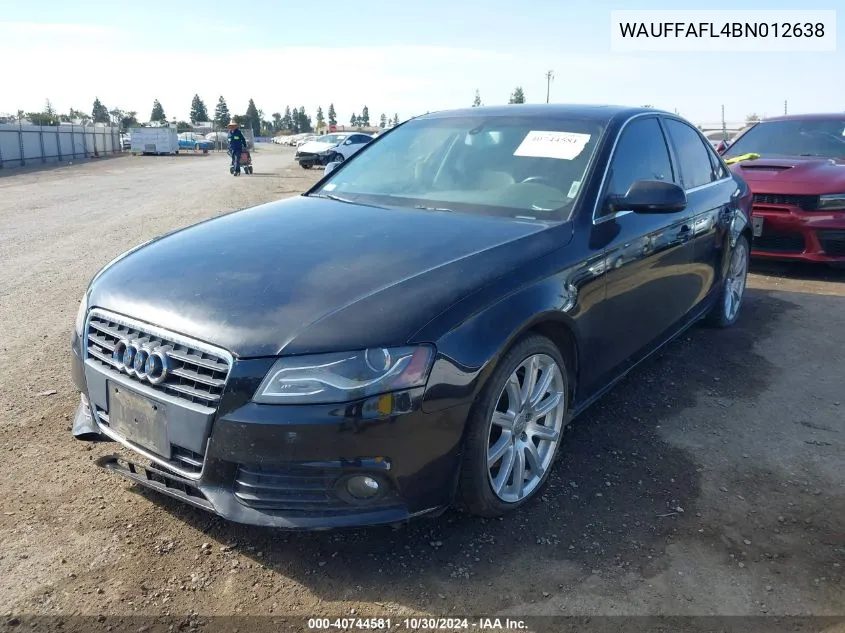 2011 Audi A4 2.0T Premium VIN: WAUFFAFL4BN012638 Lot: 40744581